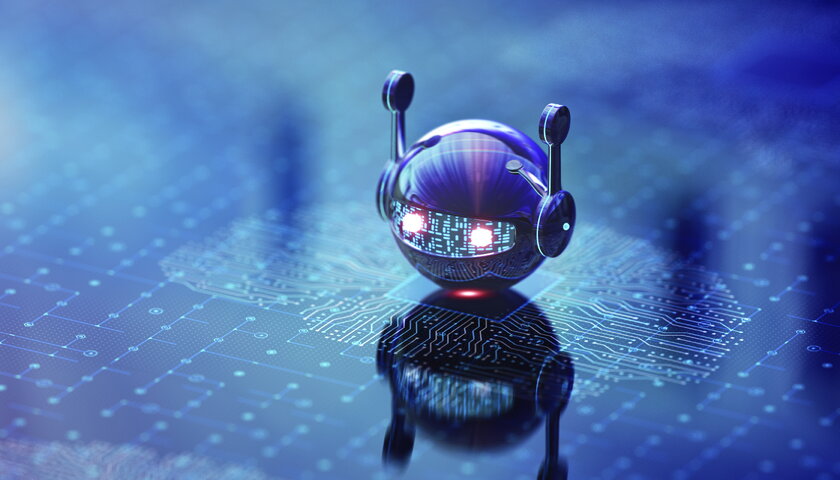 KI Chatbot mit kleinen Antennen auf einer Platine.
