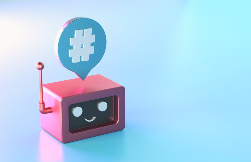 Chatbot-KI mit Hashtag Sprechblase