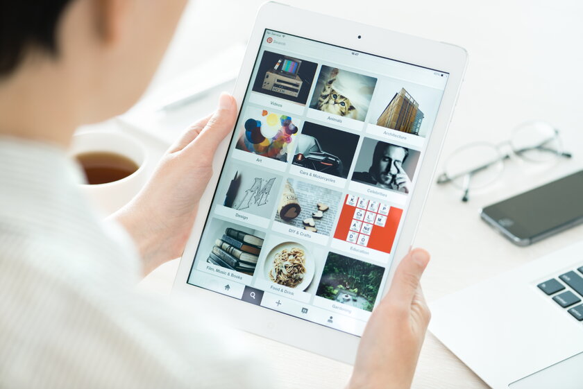 Pinterest boards auf Apple iPad Air.