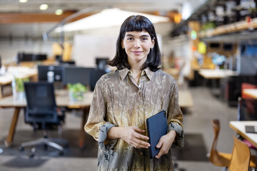 Image Female Founder Portrait of a self-confident young woman standing in the Makers Space.