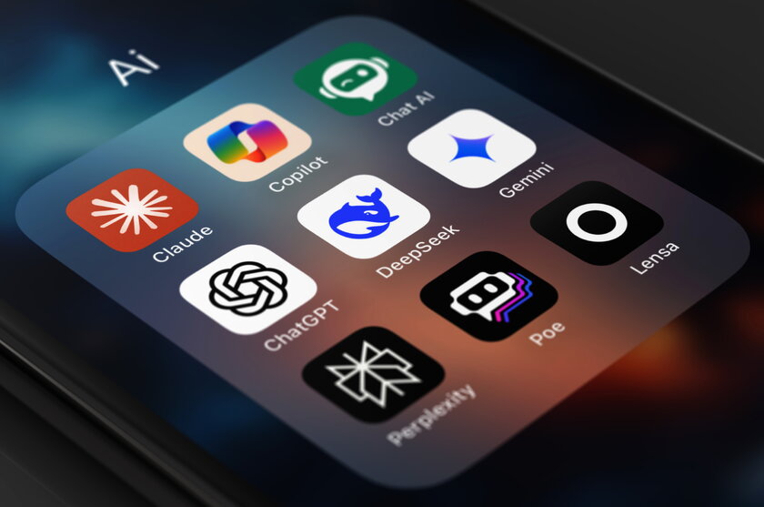Bild AI Apps KI-Anwendungen auf dem Smartphone, ChatGPT, DeepSEEK, Gemini